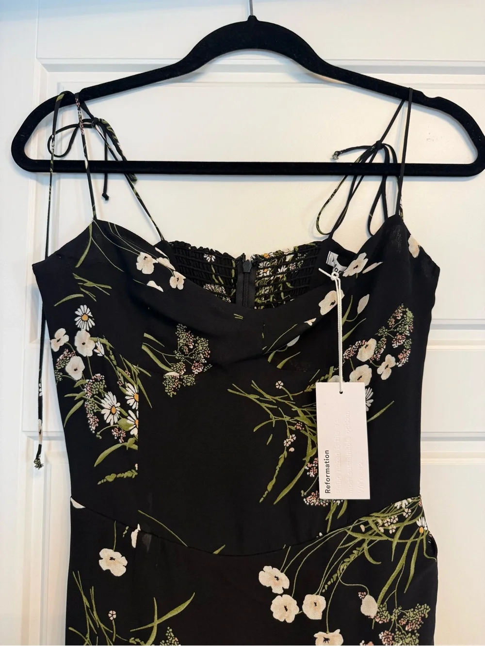 LIKE NEW! Reformation Kourtney Midi Dress with Side Slit - Black Floral - Picture 9 of 10